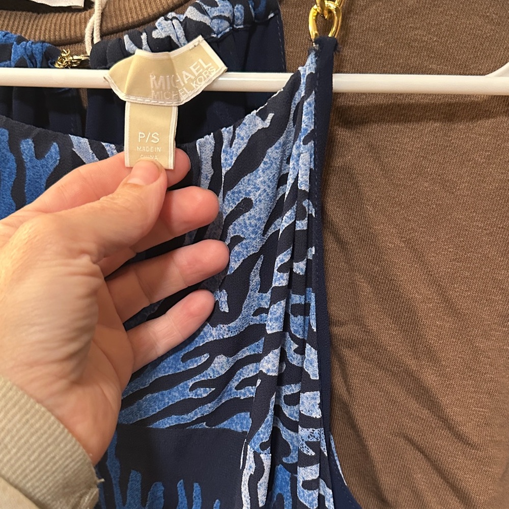 Michael Kors Navy Maxi Skirt with Blue Coral Print - Picture 3 of 7